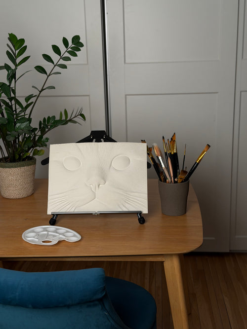 Blank 3D Gypsum Cat Portrait Canvas