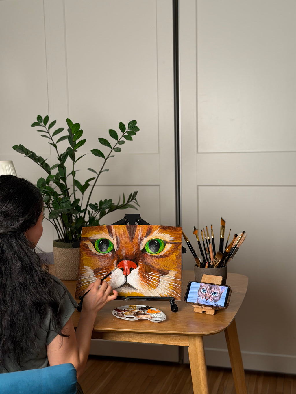 Blank 3D Gypsum Cat Portrait Canvas