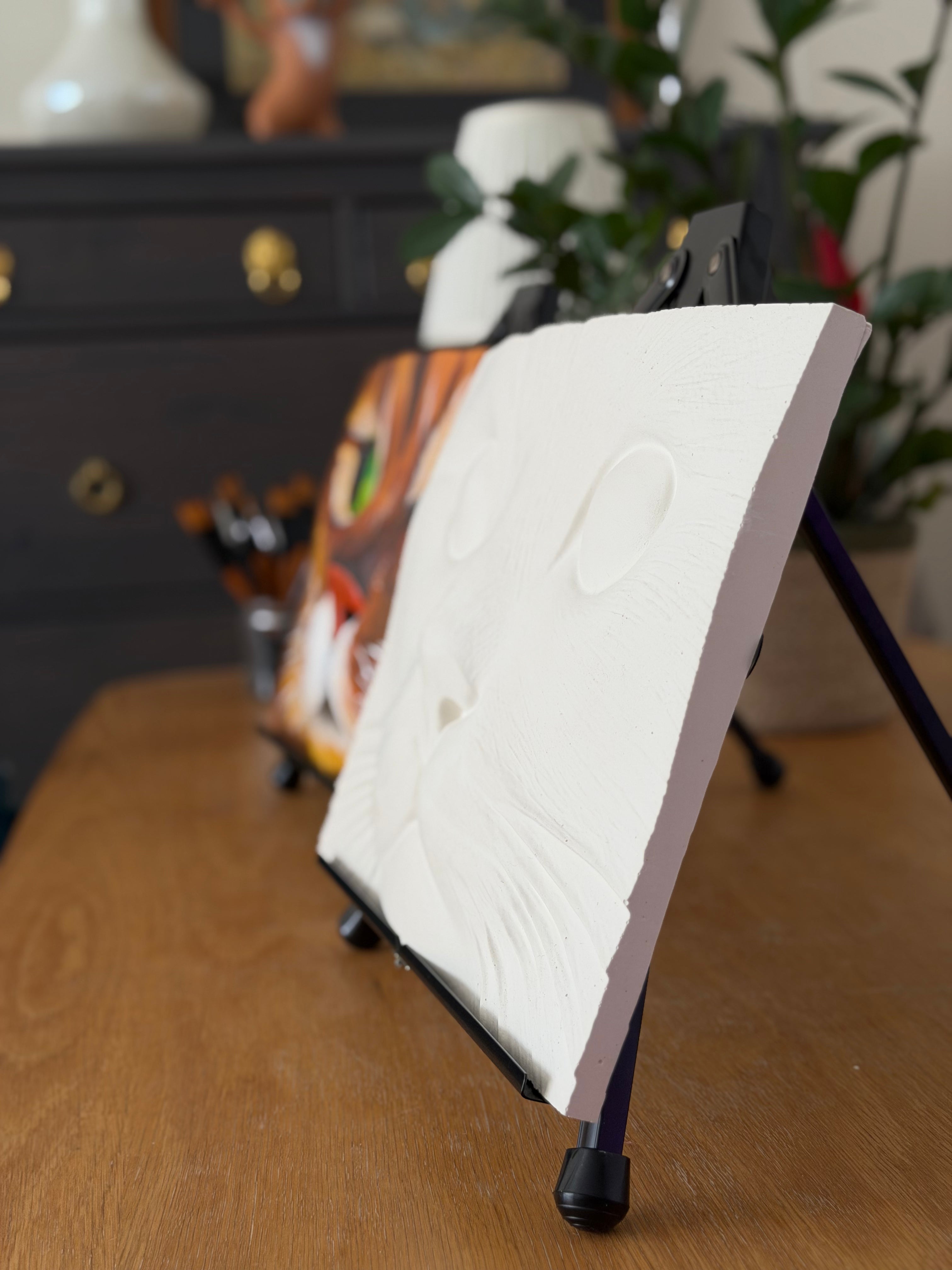 Blank 3D Gypsum Cat Portrait Canvas