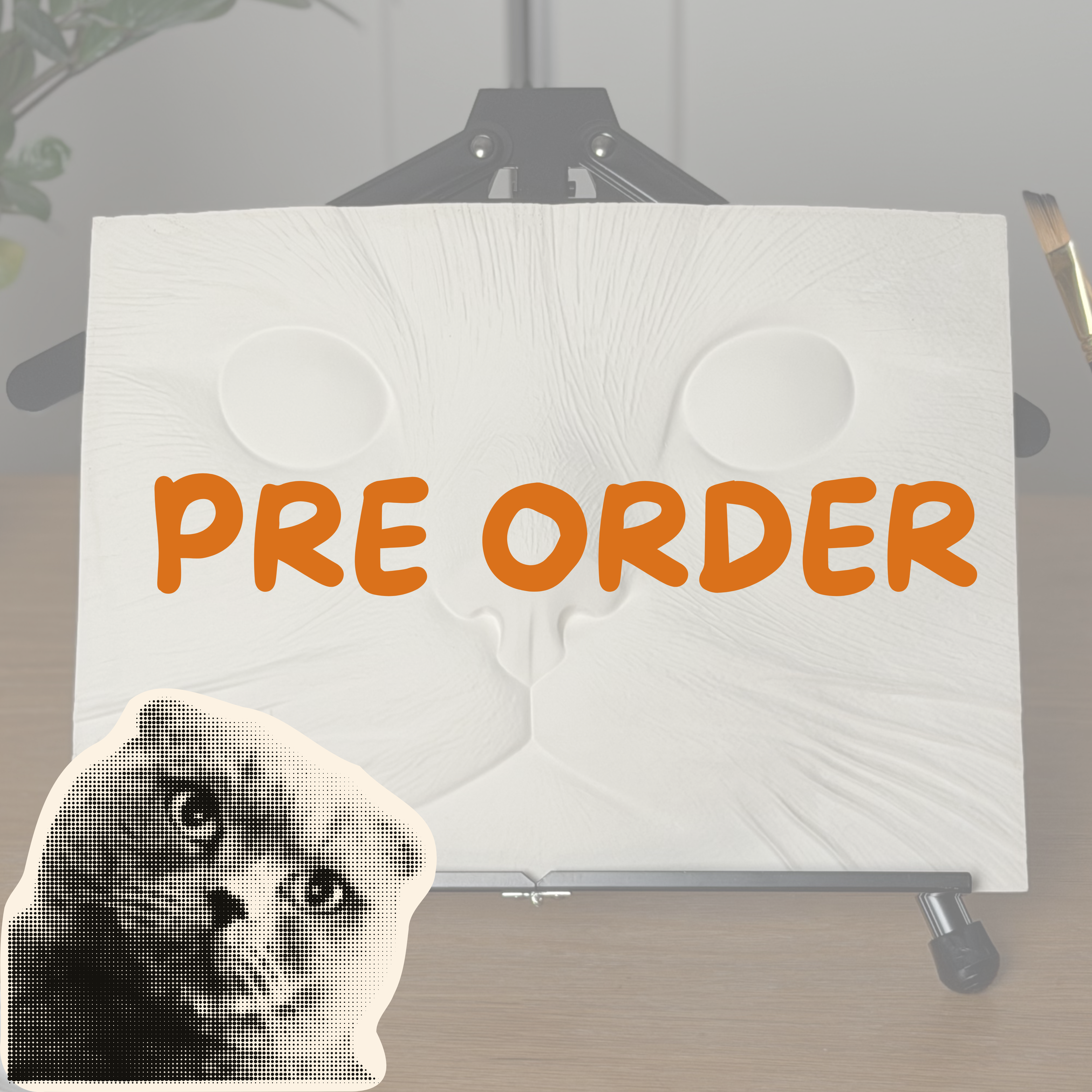 PREORDER Blank 3D Gypsum Cat Portrait Canvas